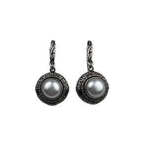 Eleganza Sterling Silver Pierced Earrings Mabe Pearl
